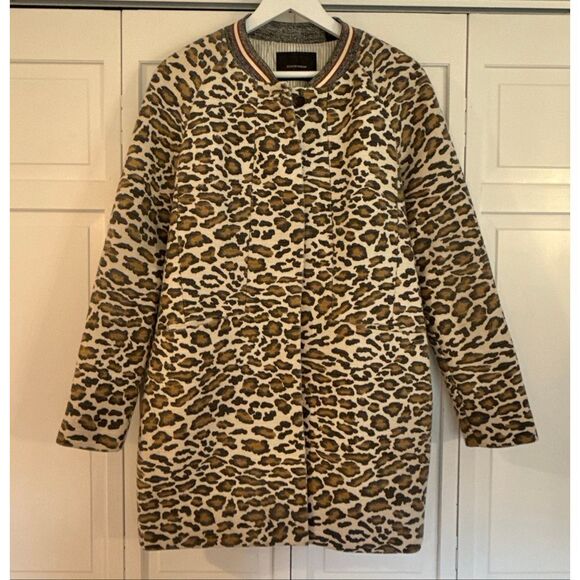Maison Scotch leopard print car coat size 2/M - Picture 4 of 11